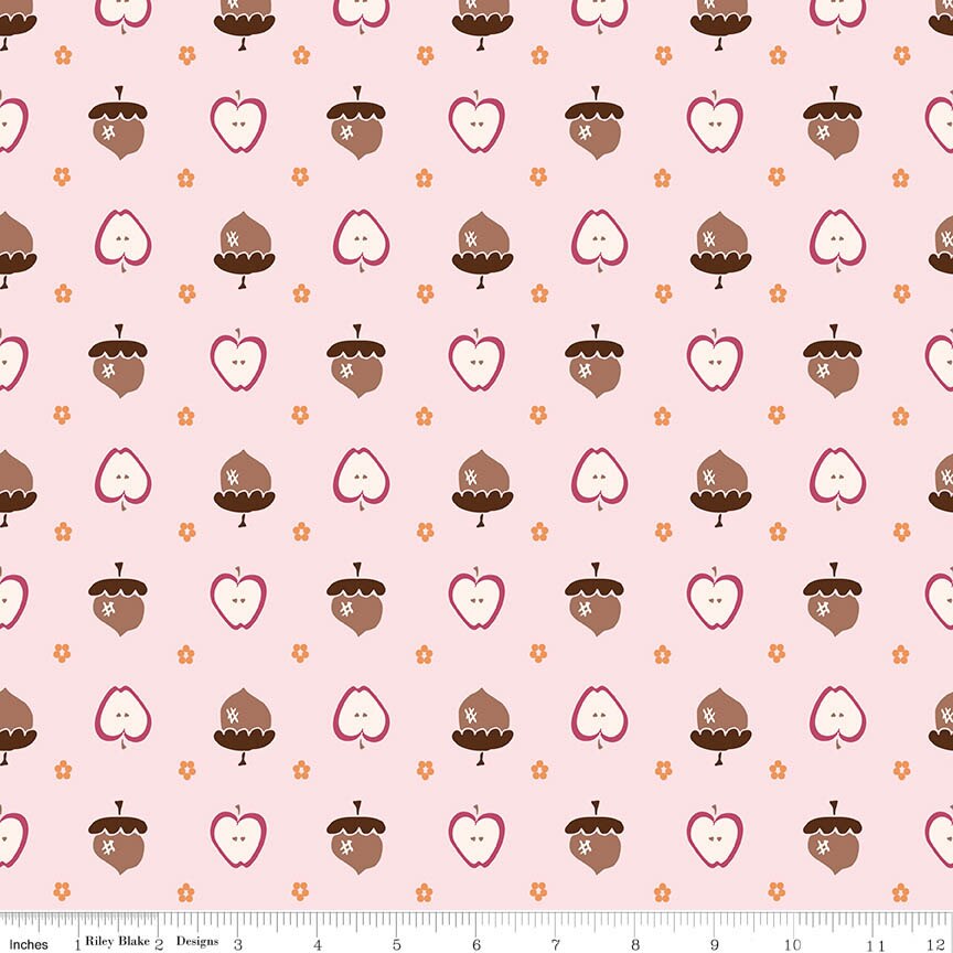 Apple Pie Filling Apples and Acorns Blush Fabric From Riley Blake Designs