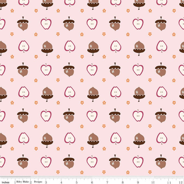 Apple Pie Filling Apples and Acorns Blush Fabric From Riley Blake Designs