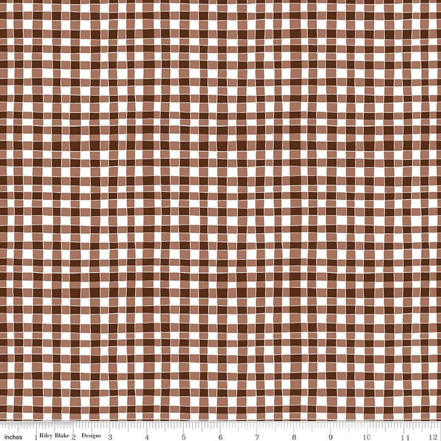 Apple Pie Filling Gingham Brown Fabric From Riley Blake Designs