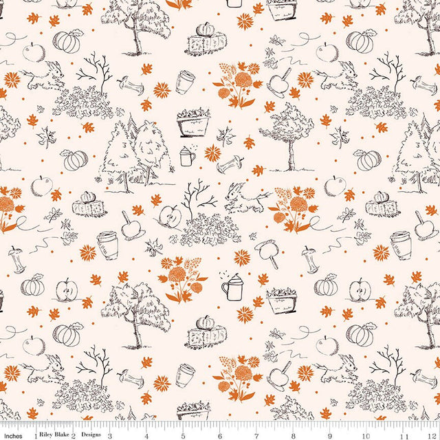 Apple Pie Filling Toile Latte Fabric From Riley Blake Designs