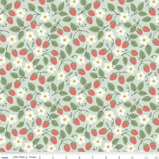 Berry Patch Sweet Strawberry Sage Fabric From Riley Blake Designs