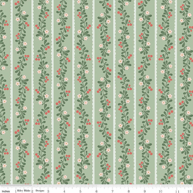 Berry Patch Garden Stripe Green Fabric From Riley Blake Designs