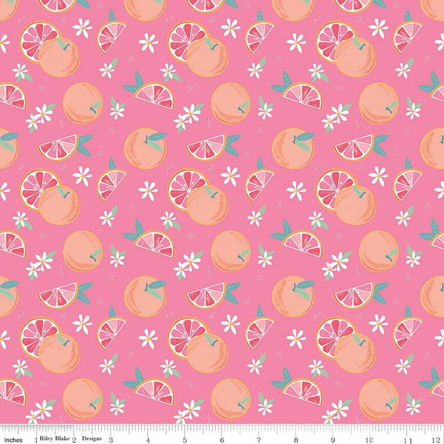 Citrus Kiss Grapefruits Hot Pink Fabric From Riley Blake Designs