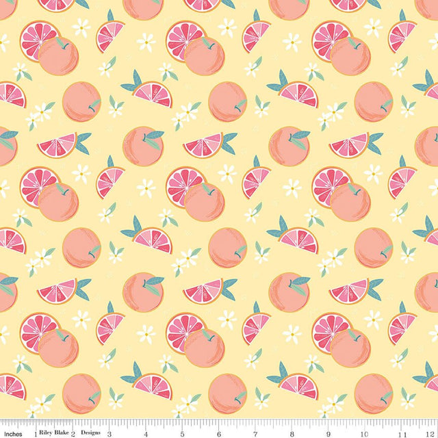 Citrus Kiss Grapefruits Sunshine Fabric From Riley Blake Designs