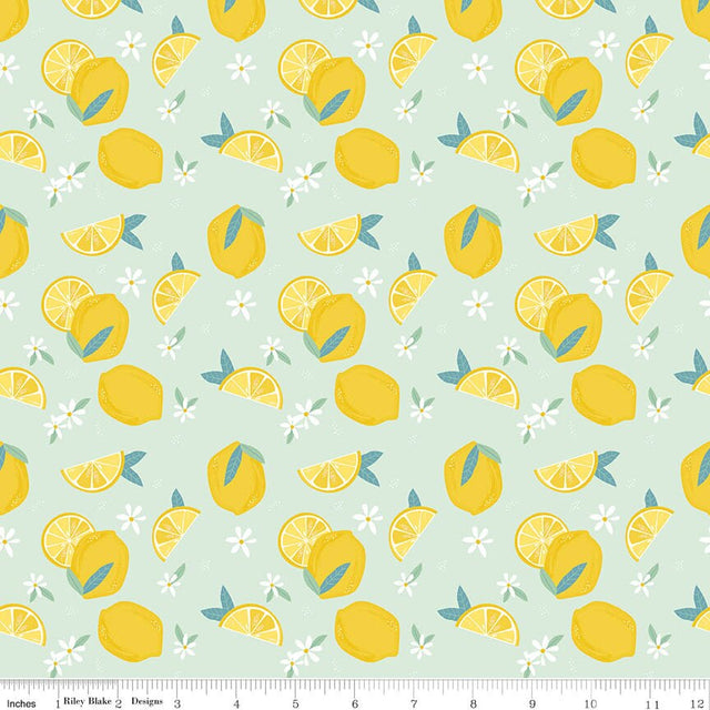 Citrus Kiss Lemons Mint Fabric From Riley Blake Designs