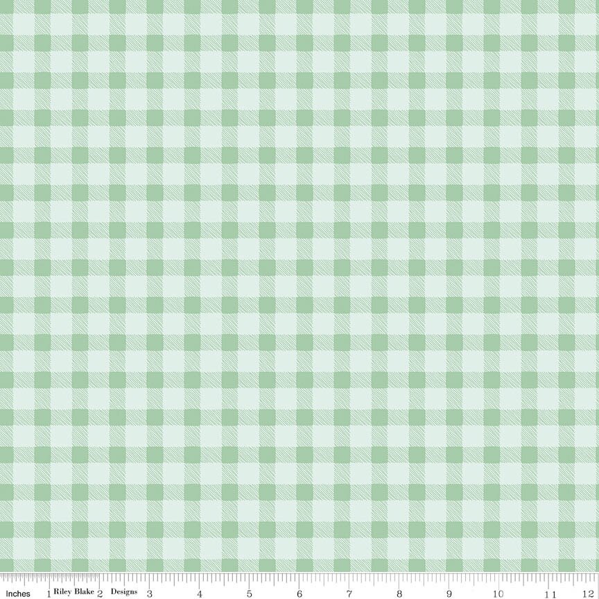 Citrus Kiss Gingham Mint Fabric From Riley Blake Designs