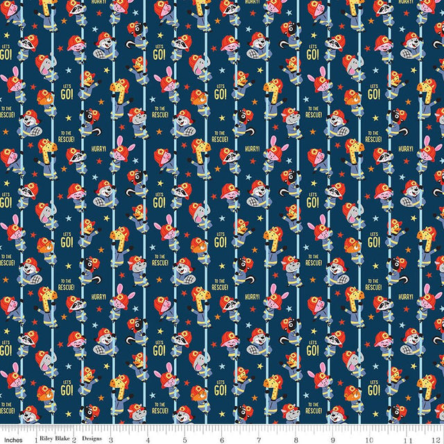To the Rescue Let's Go Stripe Oxford Blue Fabric From Riley Blake Designs