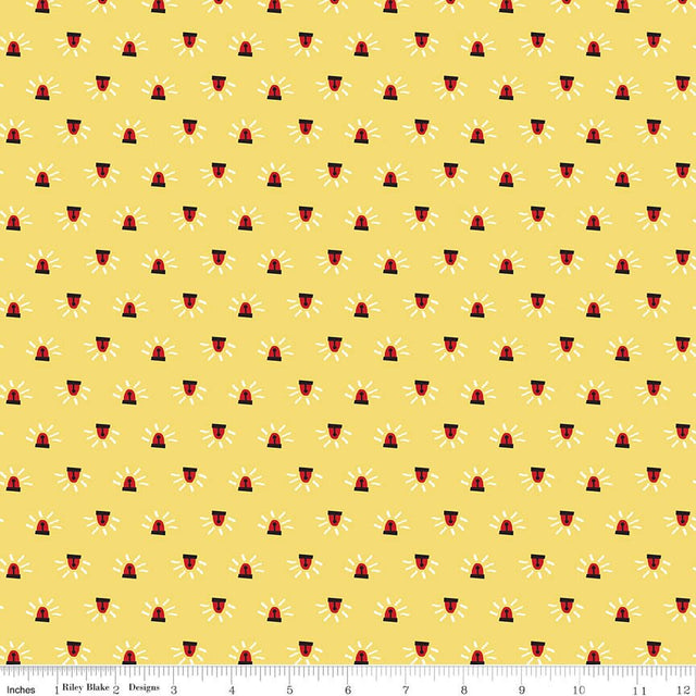 To the Rescue Blaring Sirens Sunshine Fabric From Riley Blake Designs