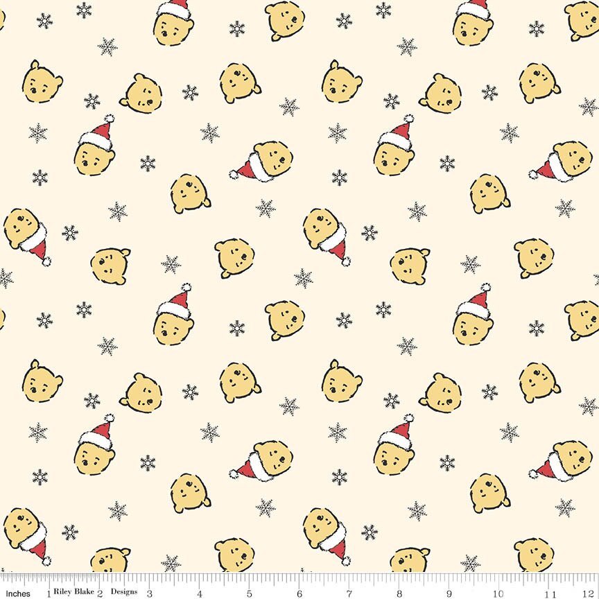 Winnie-the-Pooh Christmas Santa Pooh Jumble Cream Fabric From Riley Blake Designs