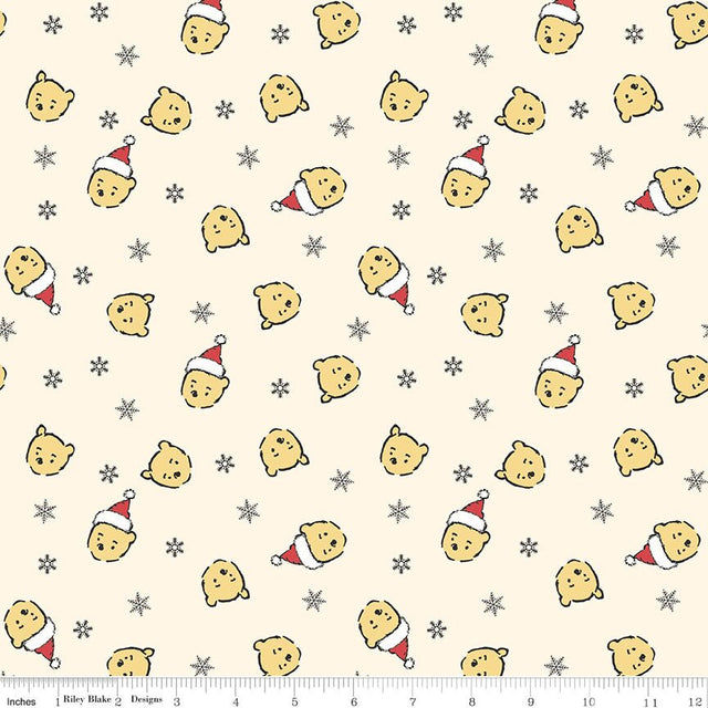 Winnie-the-Pooh Christmas Santa Pooh Jumble Cream Fabric From Riley Blake Designs