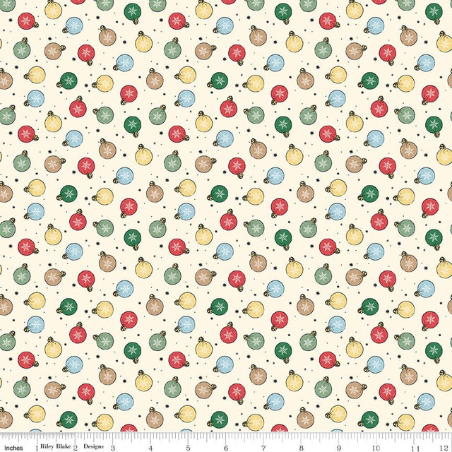 Winnie-the-Pooh Christmas Ornaments Cream Fabric From Riley Blake Designs
