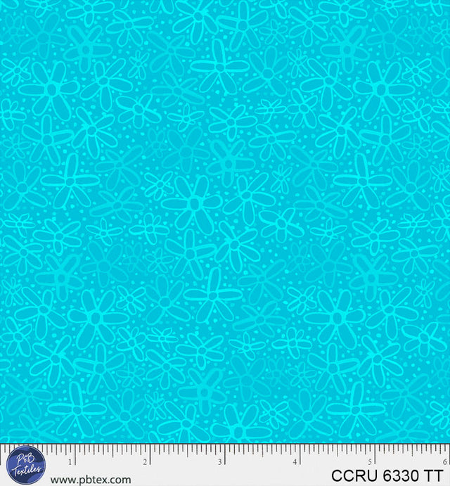 Color Crush Doodle Flower Allover Teal