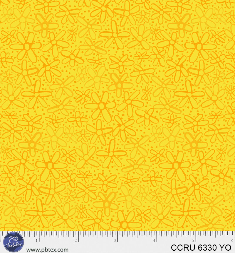 Color Crush Doodle Flower Allover Yellow/Orange