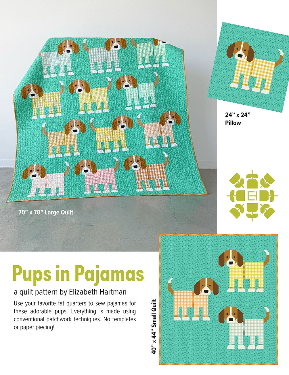 Pups in Pajamas Quilt Pattern by Elizabeth Hartman