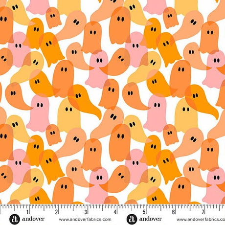 Ghostly Garden fabric - Ghost Party Orange print