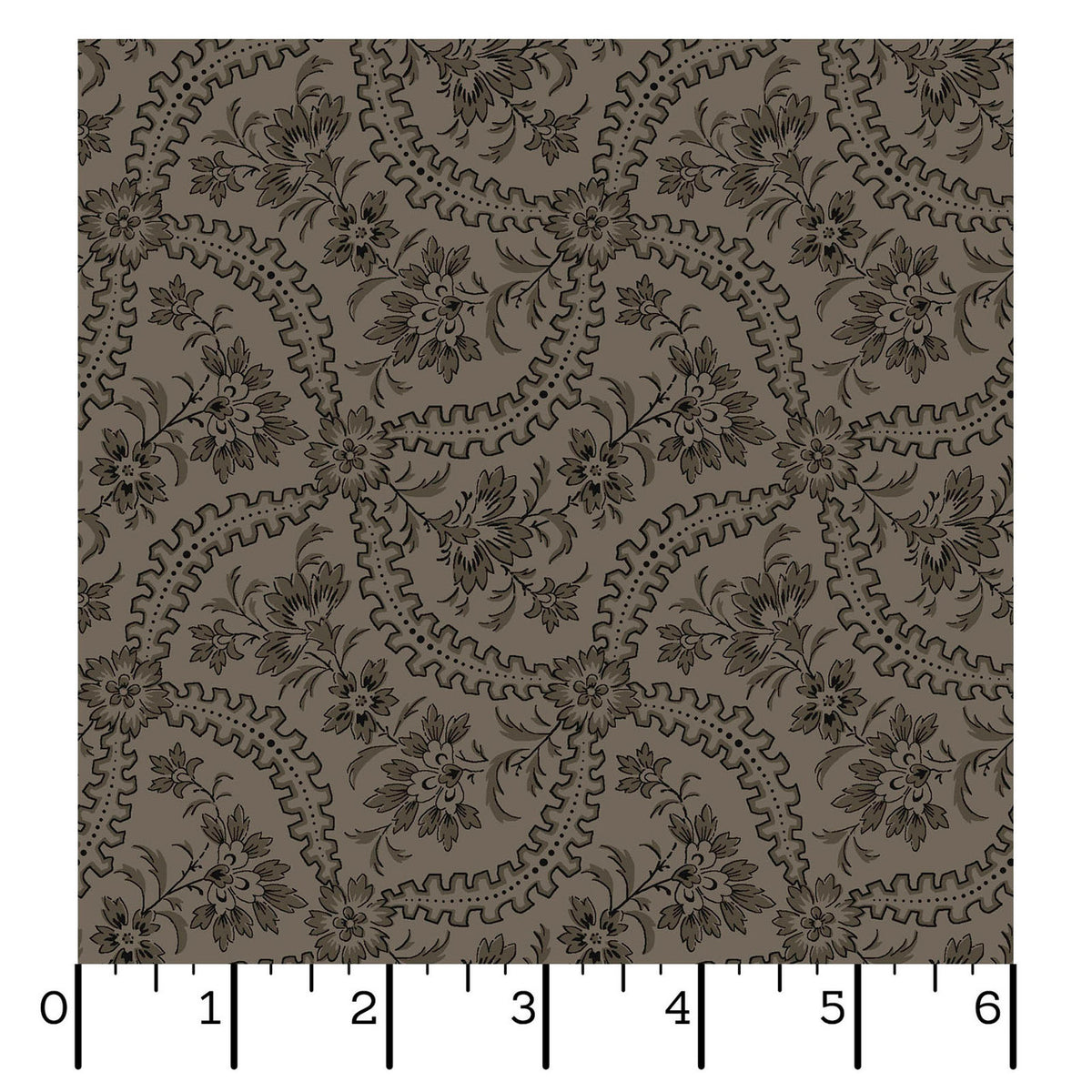 Nottingham Apple Core Flower Dark Tan Fabric From Maywood Studio
