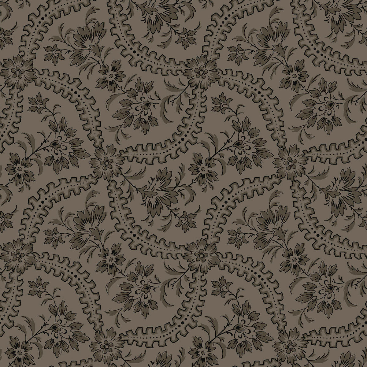 Nottingham Apple Core Flower Dark Tan Fabric From Maywood Studio