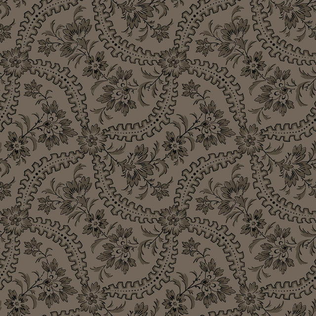 Nottingham Apple Core Flower Dark Tan Fabric From Maywood Studio