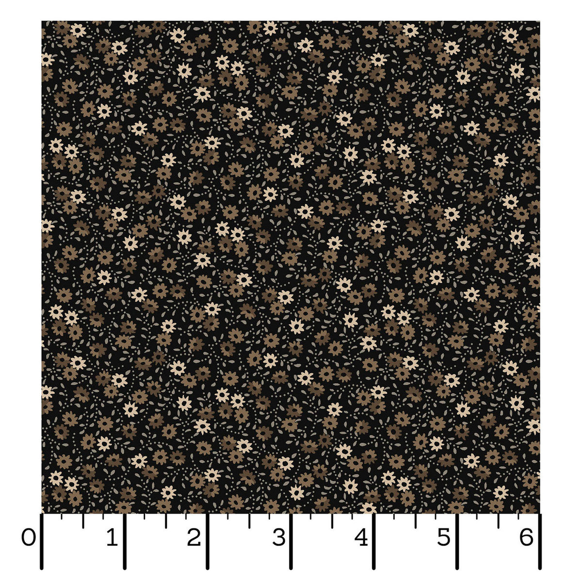 Nottingham Flower Vine Black Tan Fabric From Maywood Studio