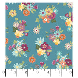 Kimberbell Cottontail Farm Farm Flower Bouquets Dark Teal Fabric From Maywood Studio