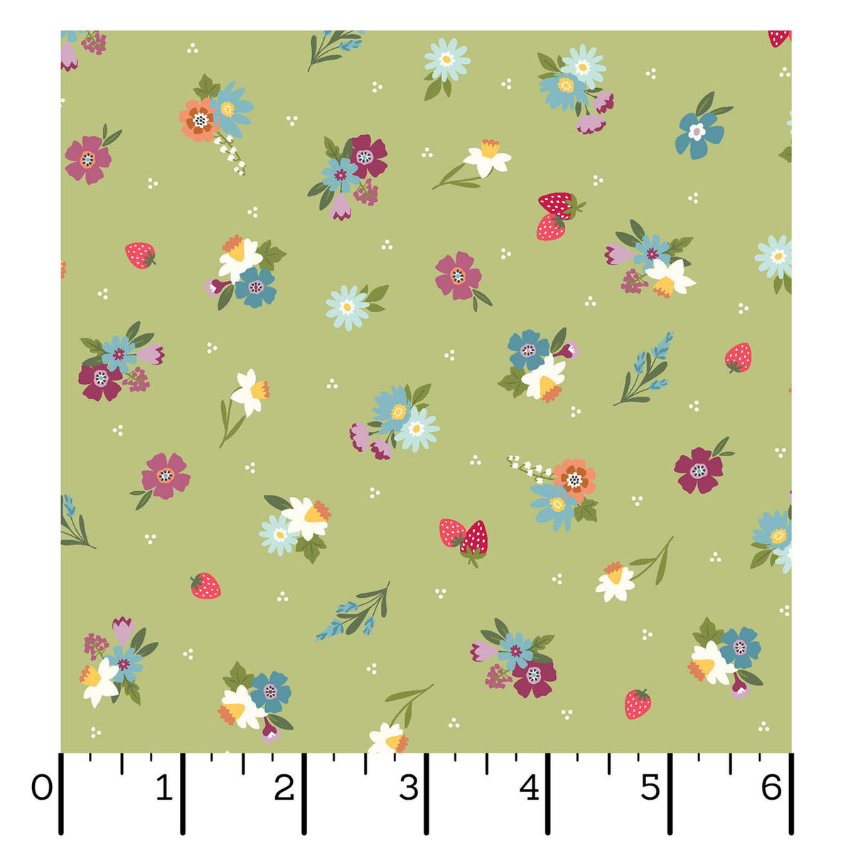 Kimberbell Cottontail Farm Garden Flower Toss Green Fabric From Maywood Studio