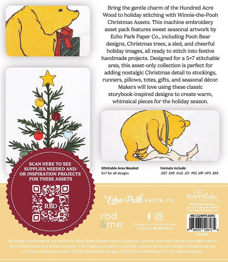 Machine Embroidery Winnie-the-Pooh Christmas Asset Pack