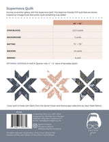 Pammie Jane Supernova Quilt Pattern back cover with fabric requirements