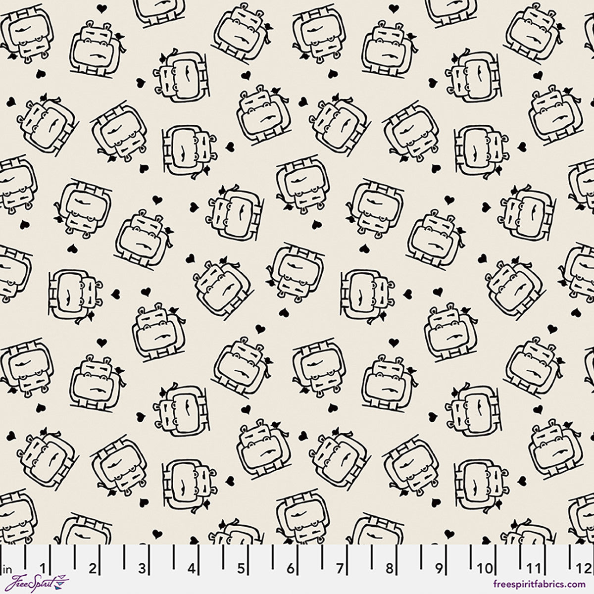 Salty Squares The Hippo Cream Fabric From Salty Hippo Studio