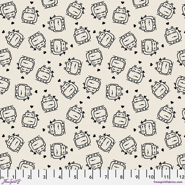 Salty Squares The Hippo Cream Fabric From Salty Hippo Studio