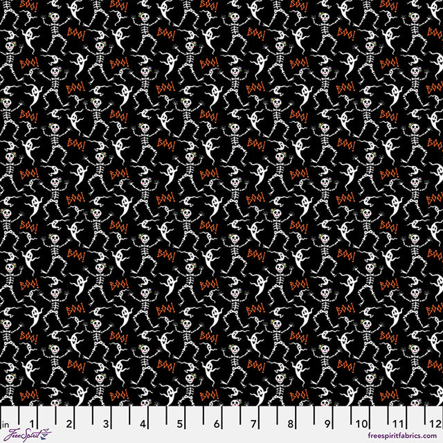 Party at the Haunted Mansion Haunted Dance Party Black Fabric From Mary Engelbreit