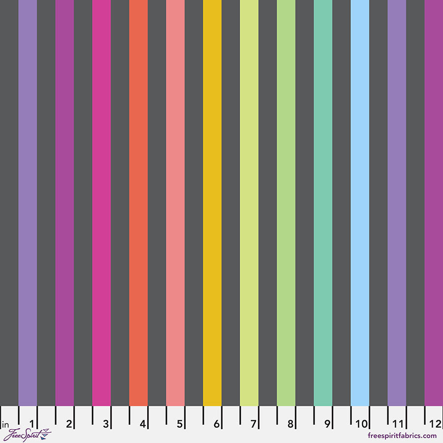 True Colors Graywork Disco Stripe Carbon Fabric From Tula Pink