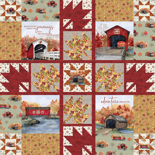 Covered Bridges in Fall - Fall Journeys Quilt Store Display