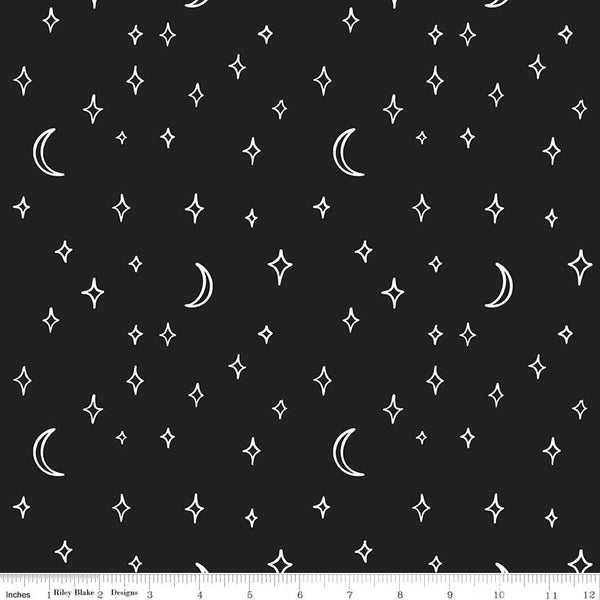 Vintage Boo 107/108 Inch Wide Back Stars and Moons Black